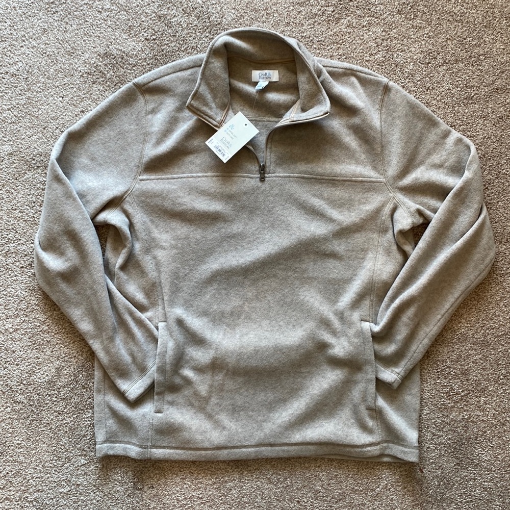 Croft & Barrow new with tags Tan Long Sleeve 1/4 zip size Large